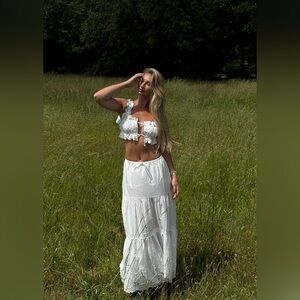 Midi Pull On Skirt in Ivory